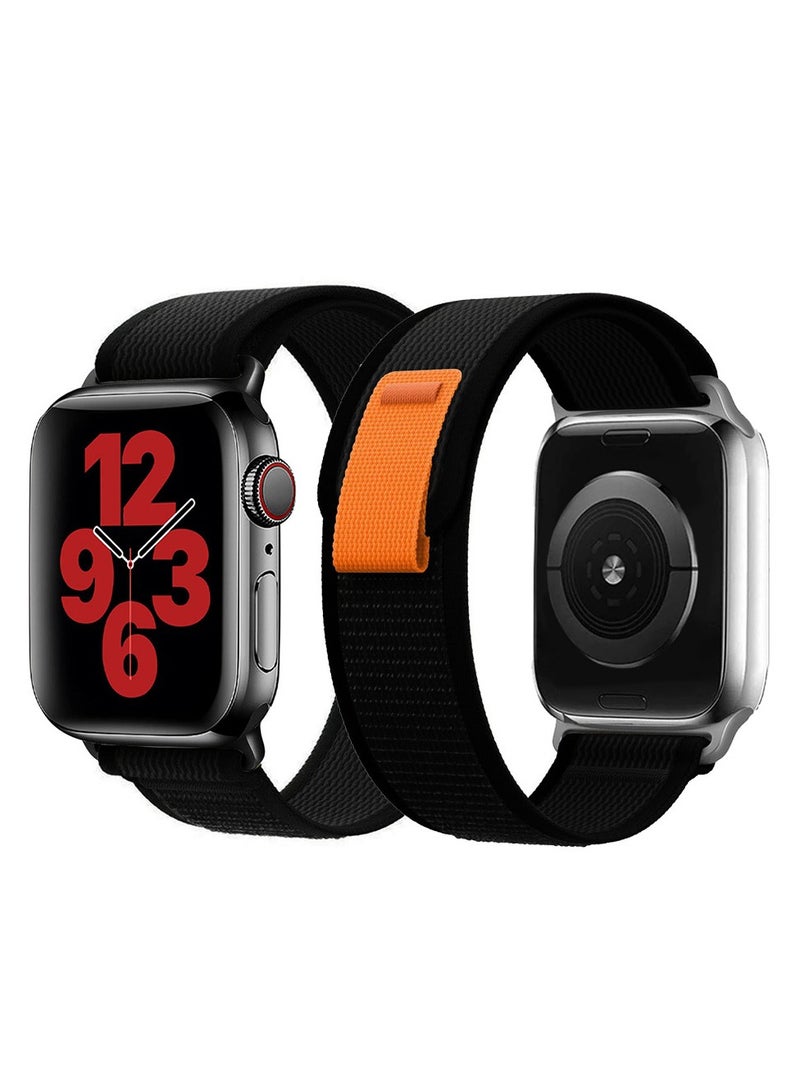 Nylon Sport Loop Band Compatible for Apple Watch 42mm (Series 10) 38mm 40mm 41mm Black - Image 1