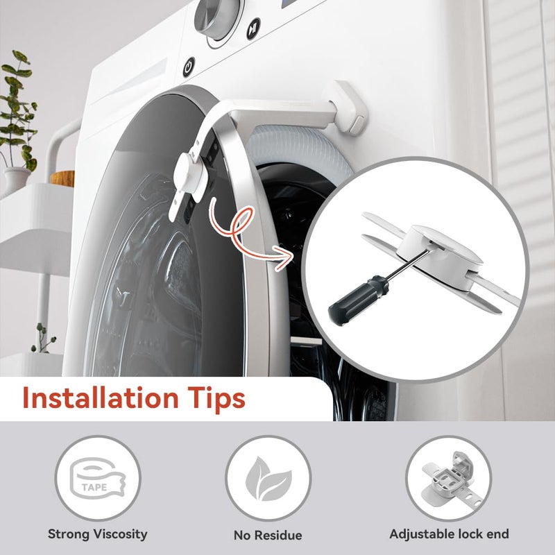 EUDEMON Baby Safety Washer/Dryer Door Stopper,Front Load Washer Door Prop for Kids, Child Washing Machine Door Holder, Safety Door Lock for Washer & Dryer (2 Pack,White) - Image 4