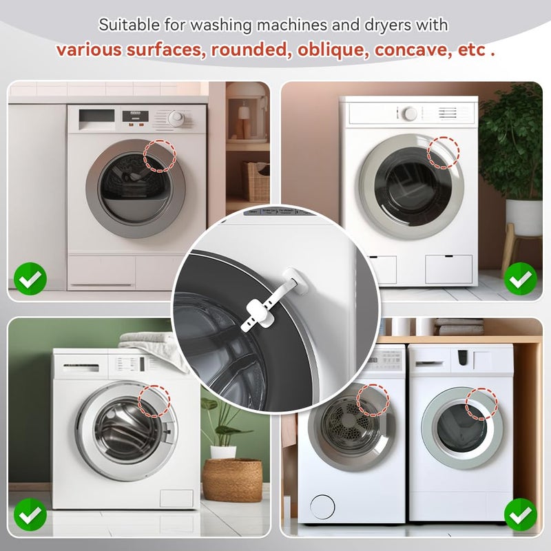 EUDEMON Baby Safety Washer/Dryer Door Stopper,Front Load Washer Door Prop for Kids, Child Washing Machine Door Holder, Safety Door Lock for Washer & Dryer (2 Pack,White) - Image 2