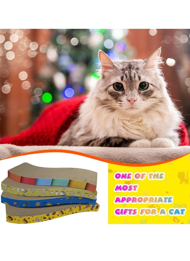 Next Vogue 4 Pcs Cardboard Cat Scratcher for Cats, Reversible Cat Scratch Pad with Catnip, Textures Design S Shape Corrugated Cat Scratch Boards for Furniture Protection
