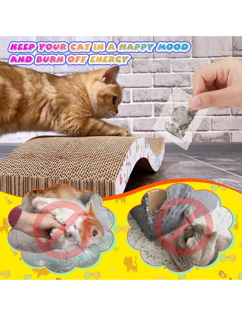 Next Vogue 4 Pcs Cardboard Cat Scratcher for Cats, Reversible Cat Scratch Pad with Catnip, Textures Design S Shape Corrugated Cat Scratch Boards for Furniture Protection