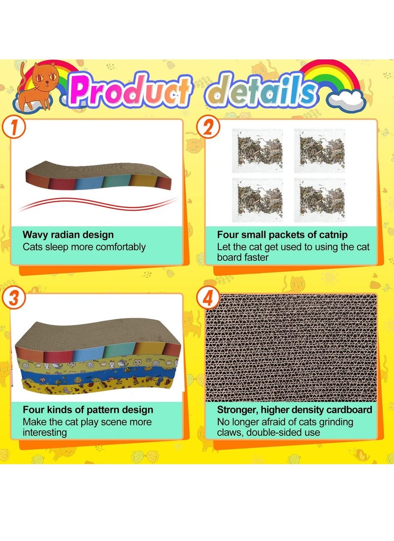 Next Vogue Next Vogue 4 Pcs Cardboard Cat Scratcher for Cats, Reversible Cat Scratch Pad with Catnip, Textures Design S Shape Corrugated Cat Scratch Boards for Furniture Protection  - Image 2