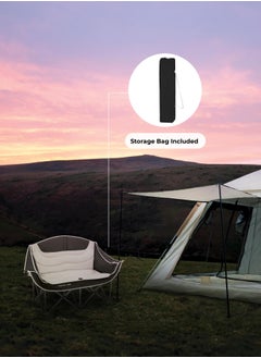GREEN LION Double Camping Chair / 200kg Load/ Easy Setup / Foldable / Built-In Bottle Pockets / Comfy Couple Sitting Chair - Beige  - Image 3