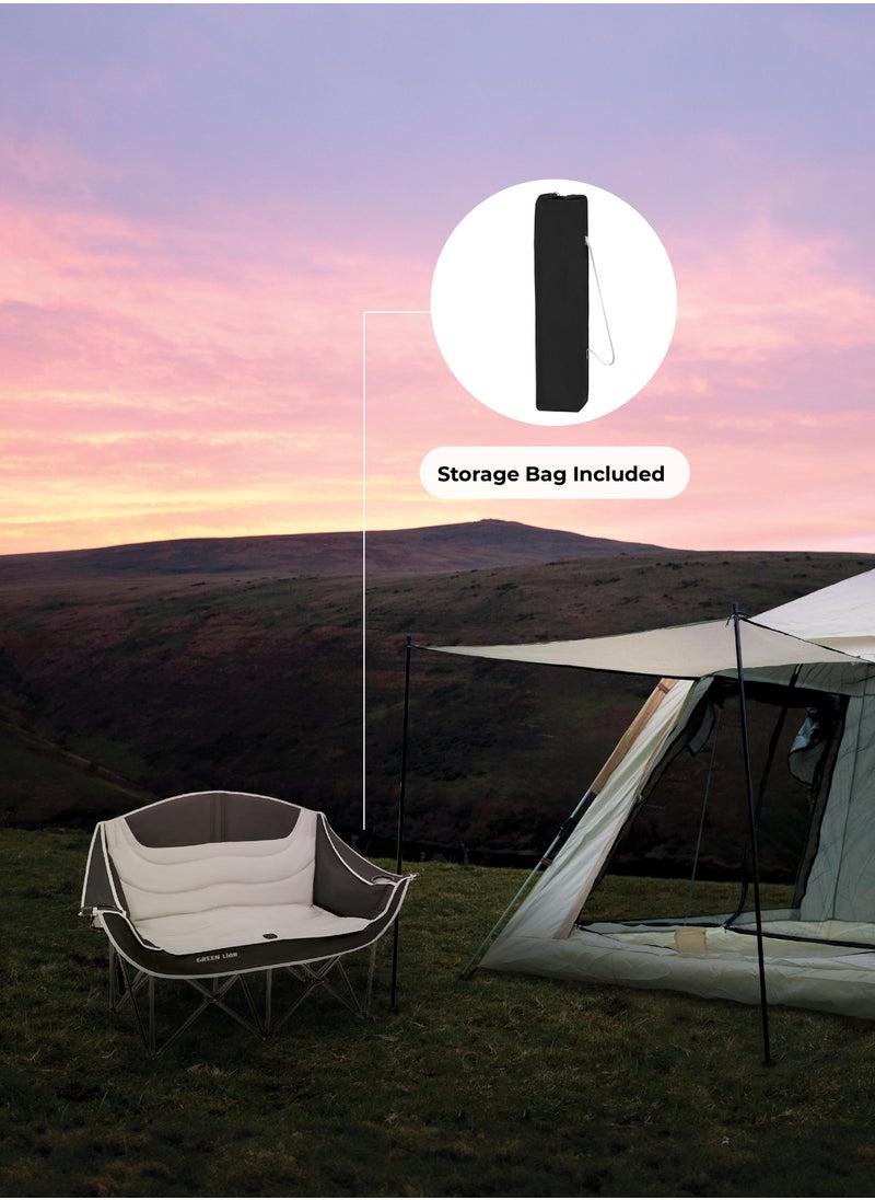GREEN LION - Double Camping Chair / 200kg Load/ Easy Setup / Foldable / Built-In Bottle Pockets / Comfy Couple Sitting Chair - Beige - Image 1