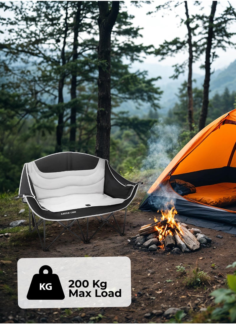 GREEN LION - Double Camping Chair / 200kg Load/ Easy Setup / Foldable / Built-In Bottle Pockets / Comfy Couple Sitting Chair - Beige - Image 1