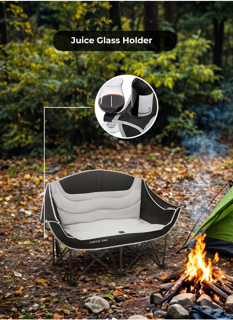 GREEN LION - Double Camping Chair / 200kg Load/ Easy Setup / Foldable / Built-In Bottle Pockets / Comfy Couple Sitting Chair - Beige - Image 1