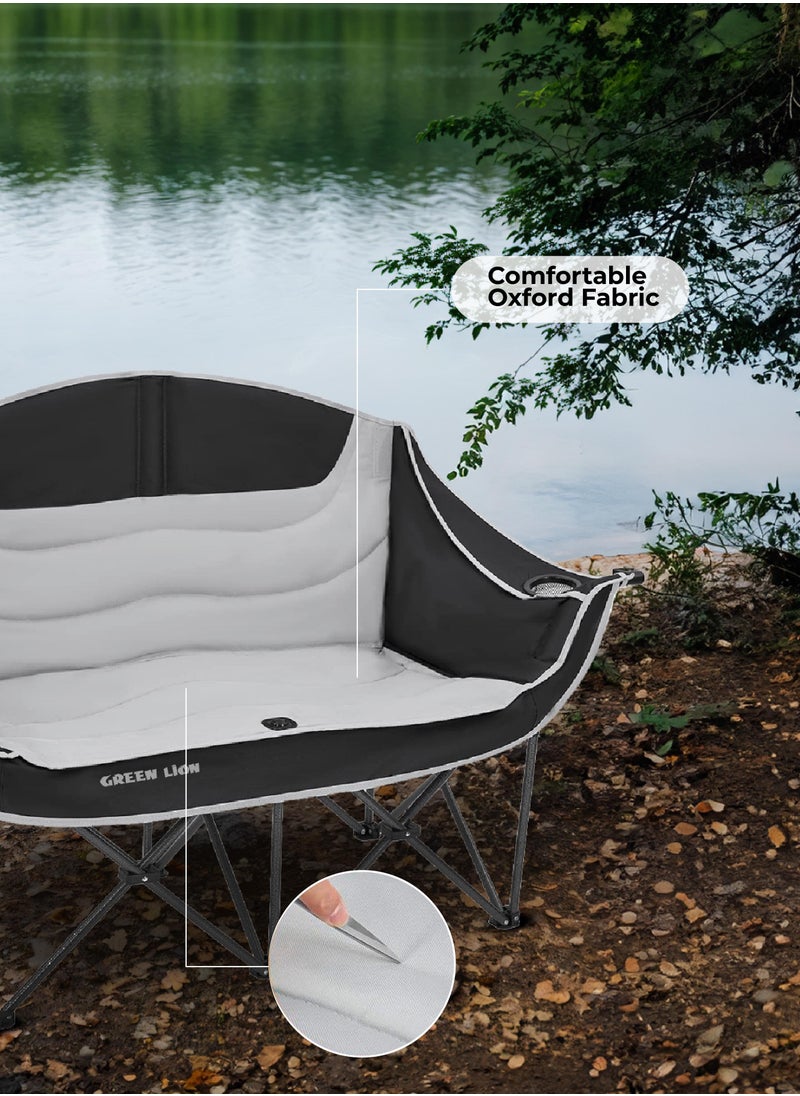 GREEN LION - Double Camping Chair / 200kg Load/ Easy Setup / Foldable / Built-In Bottle Pockets / Comfy Couple Sitting Chair - Beige - Image 1