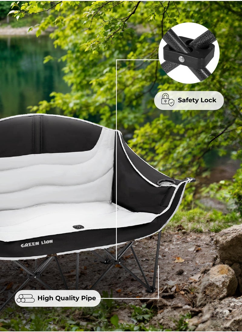 GREEN LION - Double Camping Chair / 200kg Load/ Easy Setup / Foldable / Built-In Bottle Pockets / Comfy Couple Sitting Chair - Beige - Image 1
