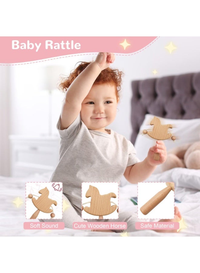 LEFAFA Baby Gift Basket, 8-Piece Baby Shower Gifts Set for Girls Boys, Unique Baby Gifts Basket Essentials Stuffs, Baby Lovey Blanket Baby Headband Baby BrushNewborn Bibs Socks Wooden Rattle & Milestone Card, Newborn Baby Gift Set - Image 5