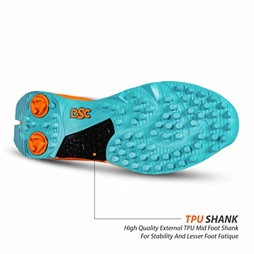 DSC Men's Modern Cricket Shoes, Spikes, Orange, 8 US - Image 2