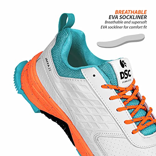 DSC Men's Modern Cricket Shoes, Spikes, Orange, 8 US - Image 4