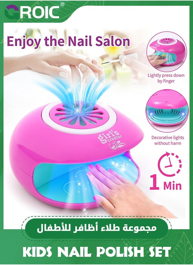 GROIC Kids Nail Polish Set for Girls Toy, Nail Art Kit - 3-in-1 Nail Pen/ Nail Dryer/ Nail Polish/ Storage Base, Nail Kit for Girls All Ages, Kid Manicure Nails Kit Birthday Girl Gift  - Image 2