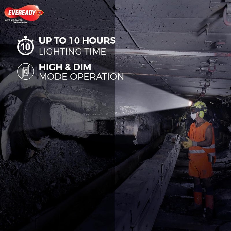 Eveready Headlamp DL89, Rechargeable 1W Led Emergency Head Light Torch, 90° Tilt, Easy to Mount (Can Be Worn Without A Helmet), Type-B/Micro-USB Fast Charging, Powered by Li-Ion Battery - Image 3