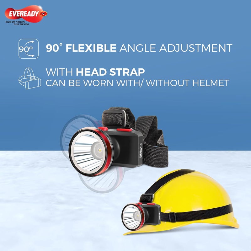 Eveready Headlamp DL89, Rechargeable 1W Led Emergency Head Light Torch, 90° Tilt, Easy to Mount (Can Be Worn Without A Helmet), Type-B/Micro-USB Fast Charging, Powered by Li-Ion Battery - Image 4