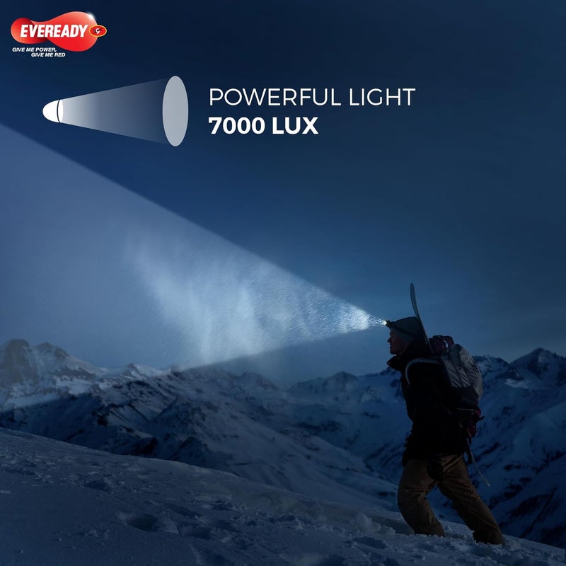 Eveready Headlamp DL89, Rechargeable 1W Led Emergency Head Light Torch, 90° Tilt, Easy to Mount (Can Be Worn Without A Helmet), Type-B/Micro-USB Fast Charging, Powered by Li-Ion Battery - Image 2