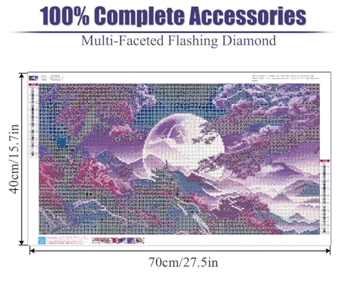 BOHADIY 5D Large Diamond Art PaintingMoon Diamond Painting Kits for AdultsDIY Full Drill Mountain Crystal Rhinestone Arts and CraftsTree Gem Art Painting with Diamond Home Wall Decor275 X 157inch - Image 3