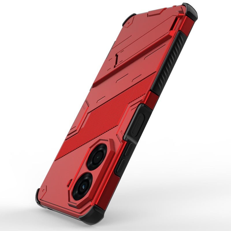 HuHa Protective Cover For Redmi A5 4G 171.1mm / Poco C71 Punk Armor 2 in 1 PC + TPU Phone Case with Holder(Red) - Image 5