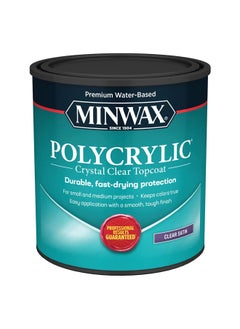 Minwax 1 Qt  63333 Clear Polycrylic Water-Based Protective Finish Satin  - Image 1