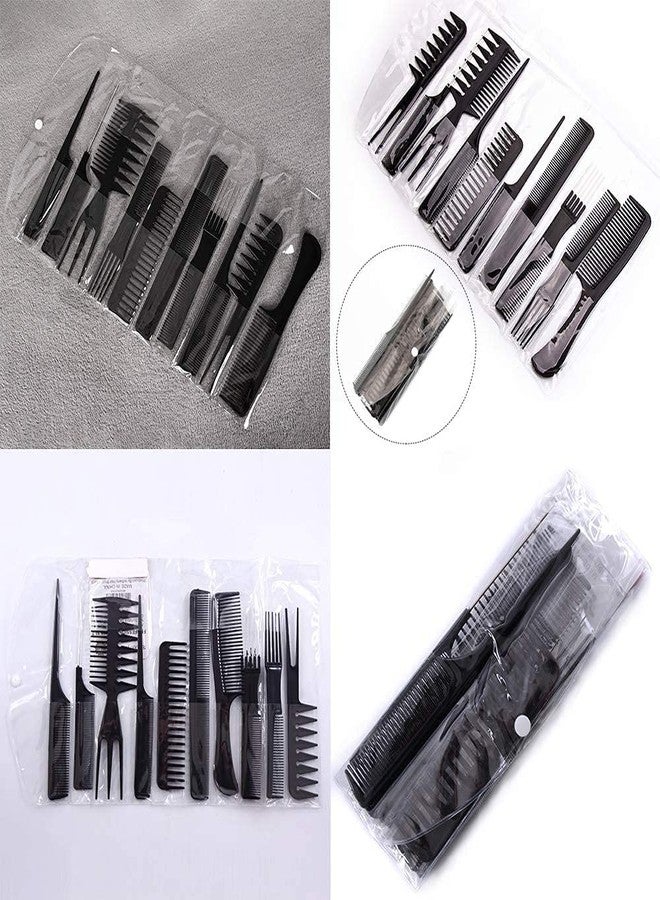 LESIGE Hair Stylists Professional Styling Comb Set, Great for All Hair Types & Styles Comb set kit Multifunction Anti-Static Barbers Brush Combs Tool for Women Men Kids (10PCS OF 1 SET, BLACK) - Image 3