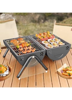 VIO Barbecue Grill Stainless Steel Charcoal Grill Foldable Durable Outdoor Household Camping BBQ Smoker for Cooking Picnic Garden Party Ramadan Get Together Patio Backyard Camping Cooking Barbecue With Lid  - Image 2