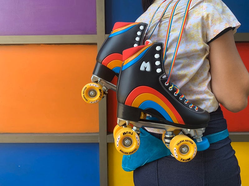 Moxi Rainbow Rider Roller Skates for Women - Beautiful, Durable, Supportive Rainbow Skates with Padded Lining, a Sturdy Plate, and Soft Outdoor Wheels - Asphalt Black - Size 8 - Image 2