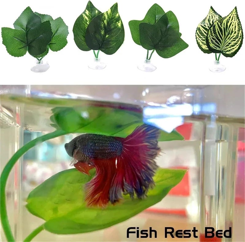 beta Hammock 15pcs Fish Tank Artificial Leaf Rest Bed Decor Aquarium Decoration Floating Hammock FightingPerch Betta Spawning(Color3) - Image 3