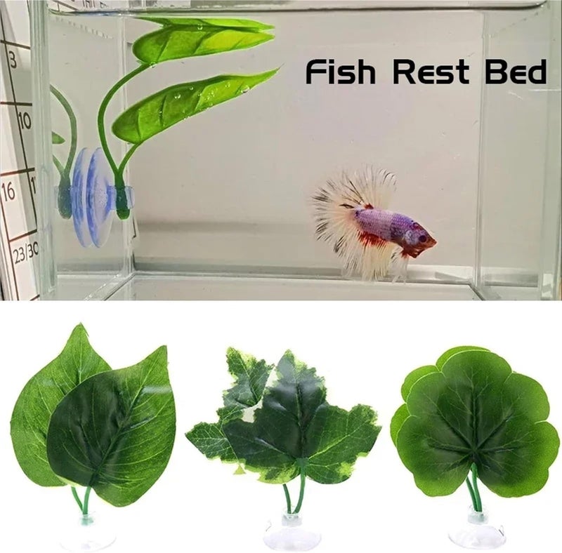 beta Hammock 15pcs Fish Tank Artificial Leaf Rest Bed Decor Aquarium Decoration Floating Hammock FightingPerch Betta Spawning(Color3) - Image 4
