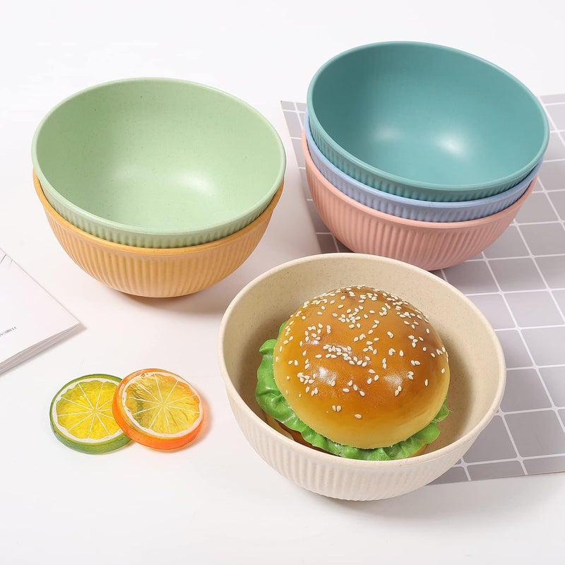 Sel Natural Cereal Bowls6Pcs Wheat Straw Bowls SetMicrowave and Dishwasher Safe BPA FreeUnbreakable RiceSoup Bowls - Image 5