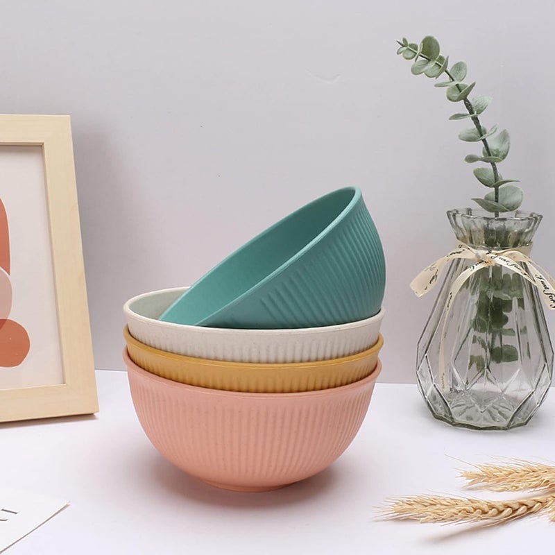 Sel Natural Cereal Bowls6Pcs Wheat Straw Bowls SetMicrowave and Dishwasher Safe BPA FreeUnbreakable RiceSoup Bowls - Image 4