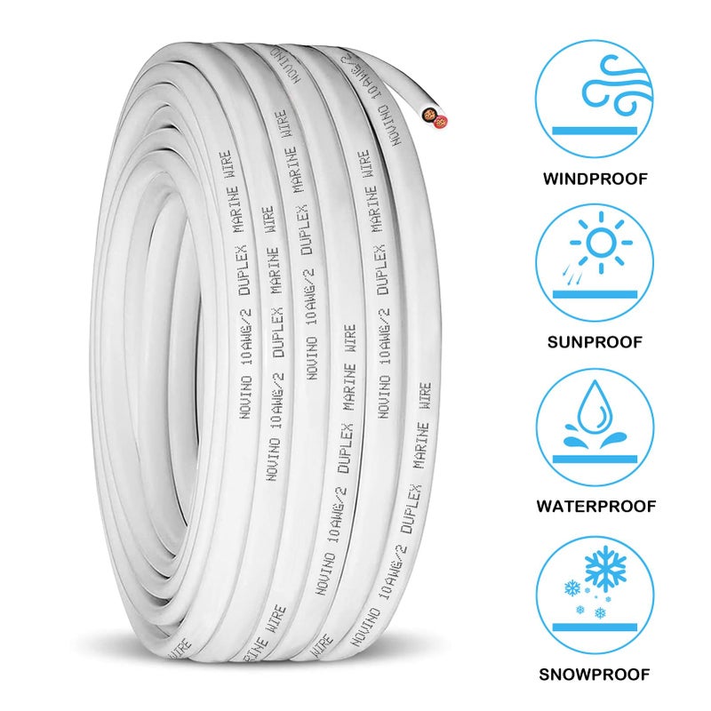 NOVINO 10 Gauge Marine Wire,10 AWG 30ft Duplex Marine Grade Wire Tinned Copper Oxygen-Free Insulated Red& Black Electrical Cable for Boat/Automotive/RV/Camper/Trailer - Image 3