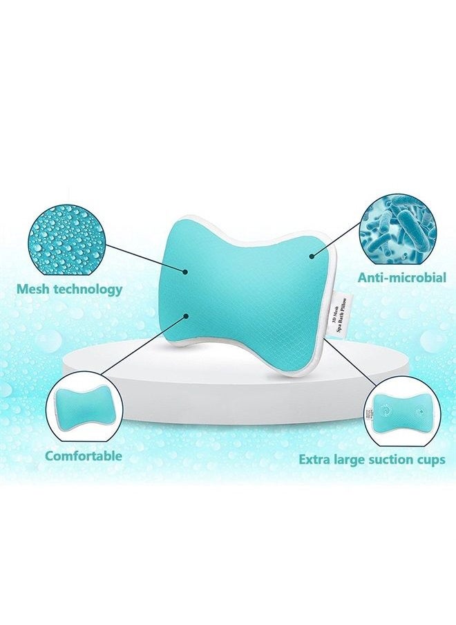 Coastacloud Comfortable Bath Pillow with Suction Cups, Supports Neck and Shoulders Home Spa Pillows for Bathtub, Hot Tub, Bathtub Head Rest Pillow Relax & Comfy - Blue  - Image 3