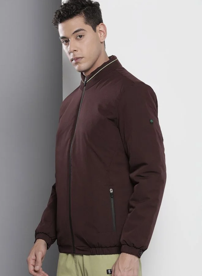 ذا انديان كراج كو The Indian Garage Co Men Slim Fit Solid Round Neck Long Sleeves Jacket
