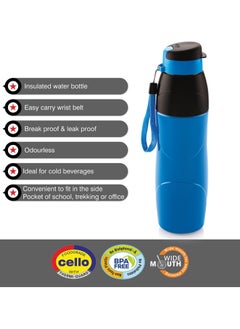 Cello Puro Steel-X Lexus Insulated  Water Bottle,  600ml with 18/8 Stainless Steel, Blue  - Image 3