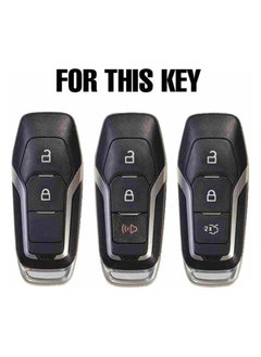 SOLDOUT Silicone Key Cover Remote Fob Case Compatible with Ford Edge Explorer Fusion Mondeo F150 Pickup Mustang 2013-2018 (3 Buttons)  - Image 2