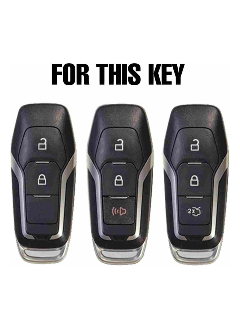 SOLDOUT - Silicone Key Cover Remote Fob Case Compatible with Ford Edge Explorer Fusion Mondeo F150 Pickup Mustang 2013-2018 (3 Buttons) - Image 1
