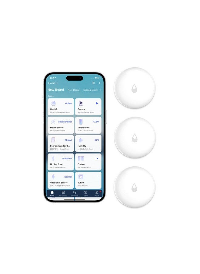 أكارا مجموعة من 3 أجهزة استشعار تسرب المياه من أكارا، كاشف تسرب المياه اللاسلكي زيجبي لنظام الإنذار وأتمتة المنزل الذكي، يتطلب تطبيق أكارا هب، إشعارات التطبيق، للمطبخ والحمام والطابق السفلي، يعمل مع IFTTT - Image 1