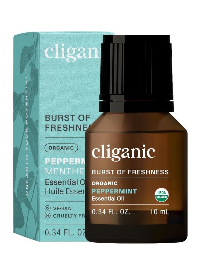 Cliganic Organic Peppermint Essential Oil 10ml, 100% Pure Natural Undiluted, For Aromatherapy  - Image 1