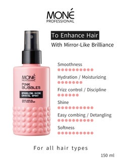 MONE Professional Sparkling Shine Crystal Spray - Finishing Shine Spray With 7-oil Formula, Split Ends Care, Length Preservation, Hollywood Waves Shine, Smooth Styles, Hair Perfume, Wet Effect, Lightweight, No Stains,150ml.  - Image 1