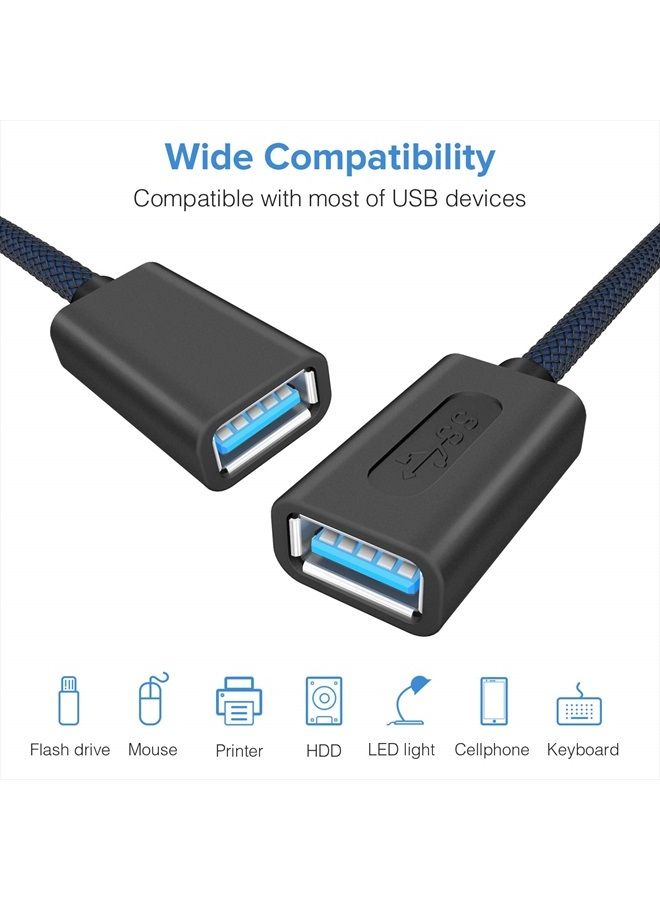 ANDTOBO USB 3.0 Female to Female Extension Cable USB 3.0 Type A Coupler Cord,Navy- 3.3Ft - Image 2