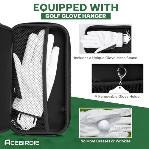 Acebirdie Golf Glove Holder Case with Glove Shaper - Golf Accessories Organizer for Men & Women, Premium Protective Storage Case with Carabiner Fits Golf Bags (White) - Image 3