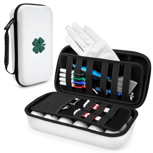 Acebirdie Golf Glove Holder Case with Glove Shaper - Golf Accessories Organizer for Men & Women, Premium Protective Storage Case with Carabiner Fits Golf Bags (White) - Image 1