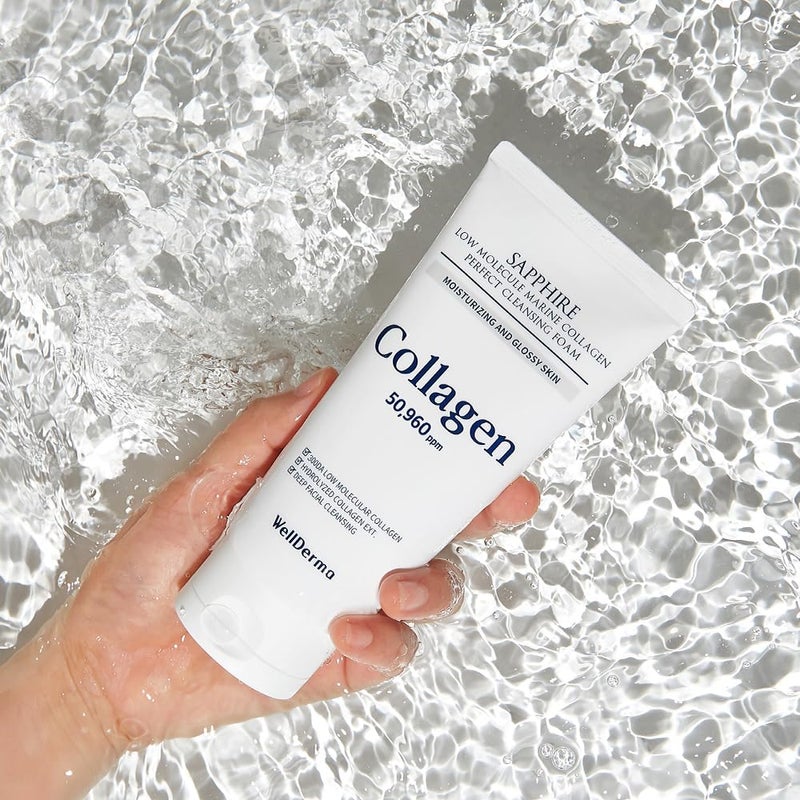 Wellderma فوم تنظيف كولاجين سافير من ويلدرما، 150 مل - منظف وجه لطيف مع كولاجين مهدرج وغليسيرين، رغوة كريمية مرطبة - Image 4