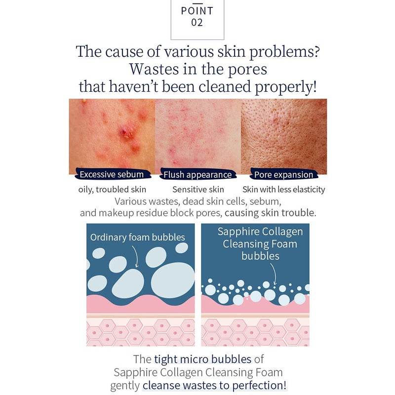 Wellderma فوم تنظيف كولاجين سافير من ويلدرما، 150 مل - منظف وجه لطيف مع كولاجين مهدرج وغليسيرين، رغوة كريمية مرطبة - Image 5