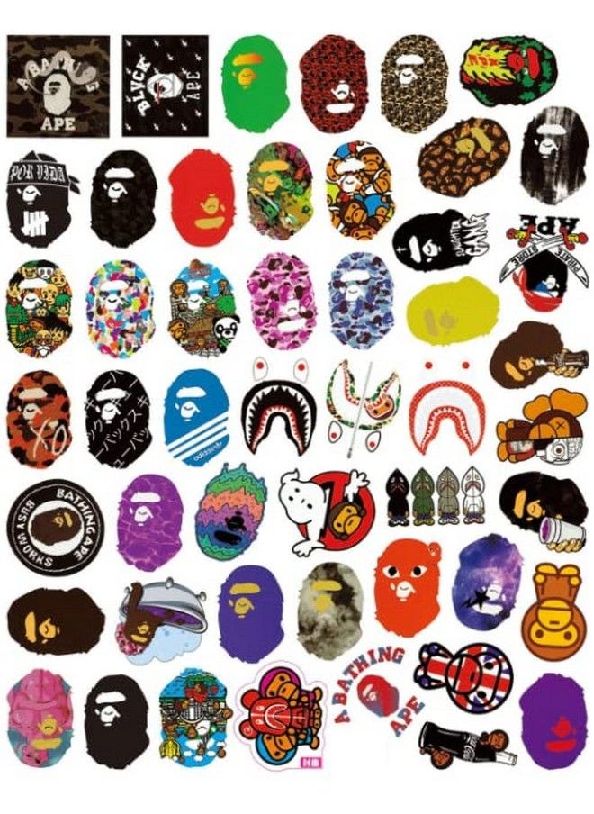 Generic - 50Pcs Japanese Anime Bape Stickers Packs Laptop Skateboard Sticker Bomb Pack For Adults Teens Kids Skate Water Bottles Waterproof Vinyl Graffiti Stickers Decor Gifts - Image 1