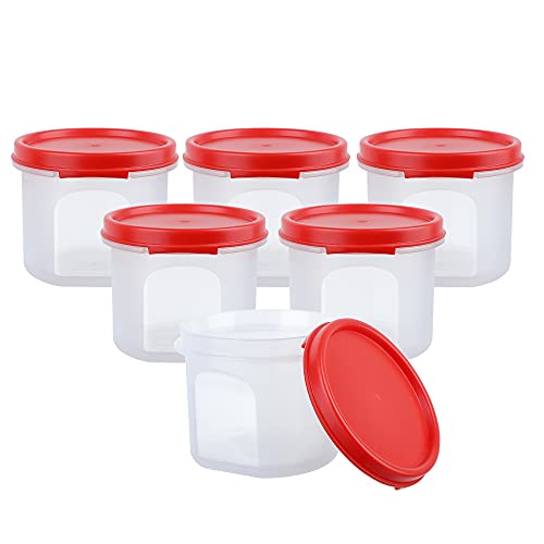 Cutting EDGE Smart Slim Storage Set of 6 – 250ML | Airtight & Leak-Resistant Round Modular Plastic Containers for Pasta, Snacks & Cookies | Stackable, BPA-Free, Refrigerator Safe – Red - Image 2