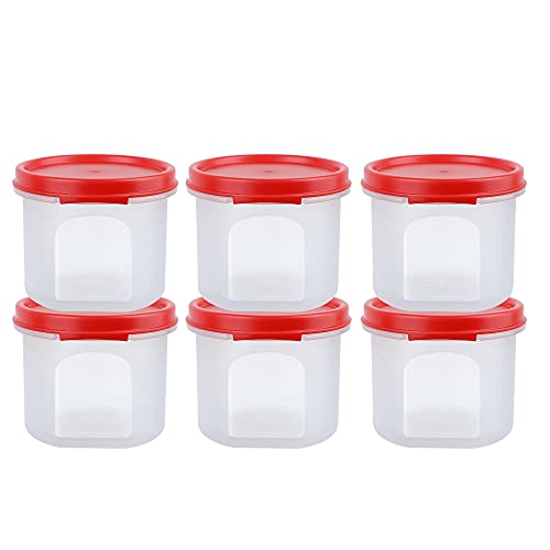 Cutting EDGE Smart Slim Storage Set of 6 – 250ML | Airtight & Leak-Resistant Round Modular Plastic Containers for Pasta, Snacks & Cookies | Stackable, BPA-Free, Refrigerator Safe – Red - Image 1