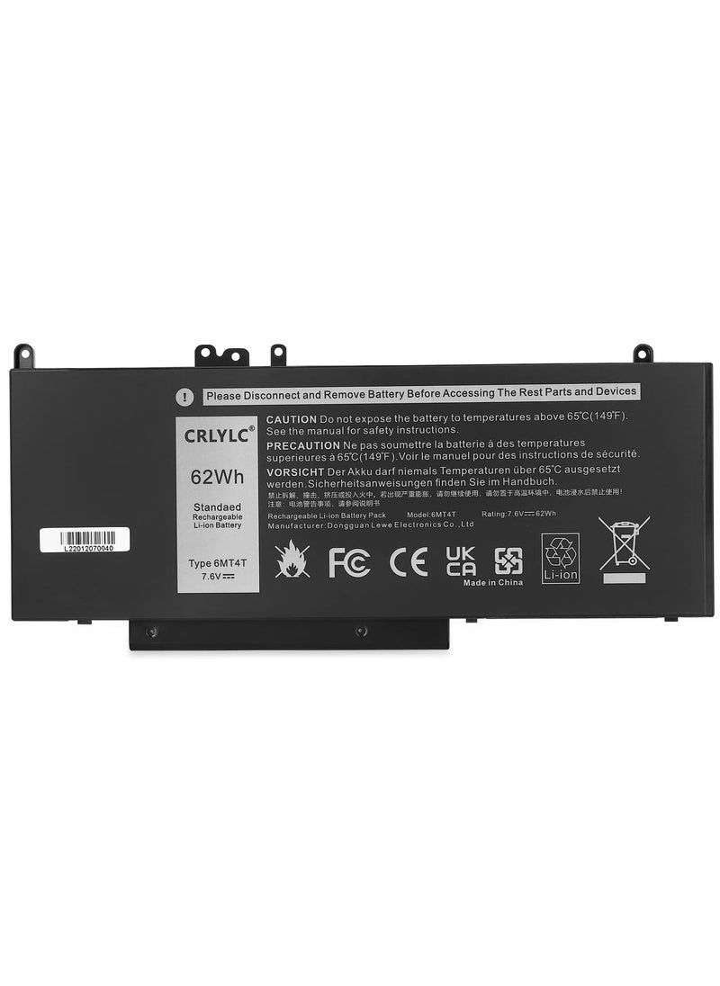 Generic 7.6V 62WH 6MT4T Laptop Battery for Dell Latitude 14 5470 E5470 15 5570 E5570 E5270 Precision 3510 M3510 Mobile Workstation WYJC2 VMKXM 7V69Y TXF9M 79VRK 0 7V6 9Y 451-BBUQ 0HK6DV TXF9M  - Image 1