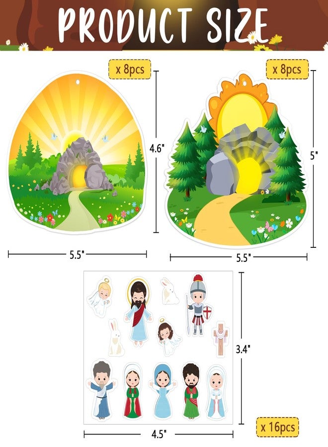 JUESMOS 16PCS Easter Crafts for Kids Religious Gifts Make an Easter He Lives Stickers Scenes Resurrection Scene Sticker Ornaments Christian Jesus Stickers Party Favor for Classroom - Image 2
