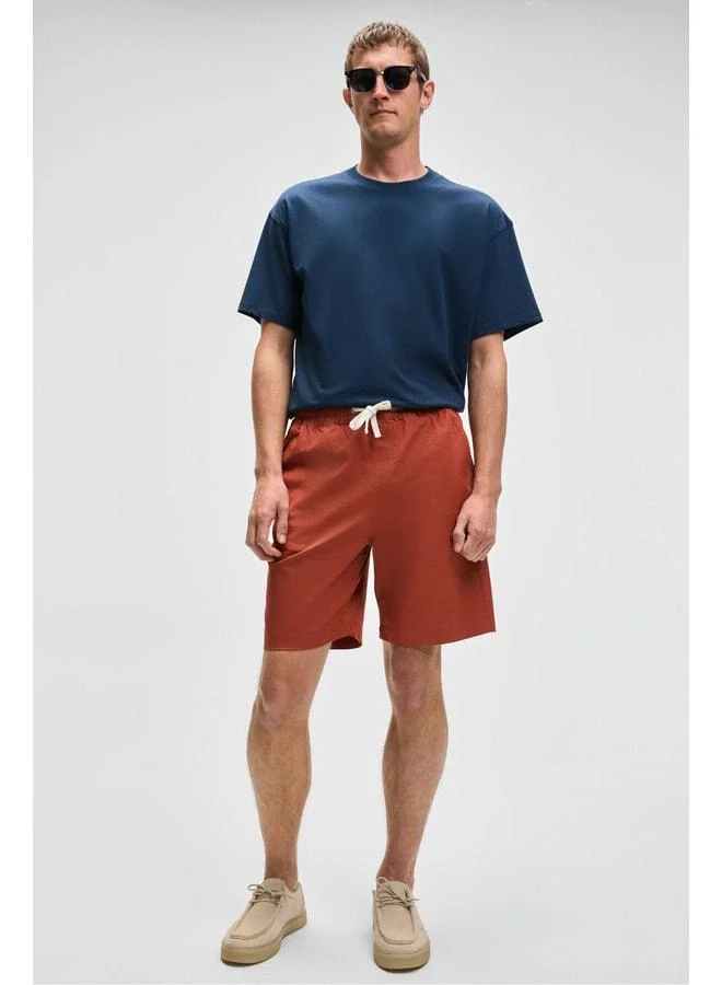 GRIMELANGE LASPER Men's elastane Side Pocket Elastic Waist Relaxed Fit Tile-colored Shorts