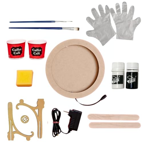 The brown box Moon Lamp Making Kit with LED Light for DIY Craft & Home Décor | Includes MDF Base, Easel Stand, Paints, Putty Powder and Brush | Gift Box Packaging - Image 1